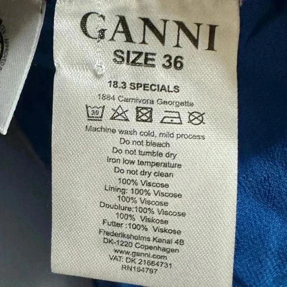 Ganni Blue Animal Print Wrap Top Size 4 - Picture 4 of 4